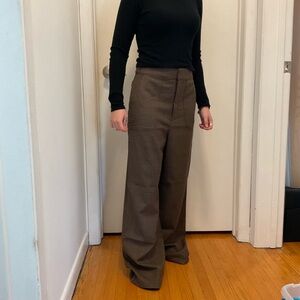 Marc by Marc Jacob’s Brown Wool Wide-Leg Lined Trousers, 4